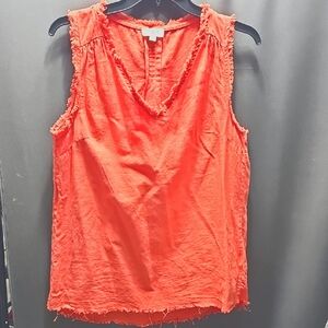 Umgee Vibrant Coral Sleeveless Blouse